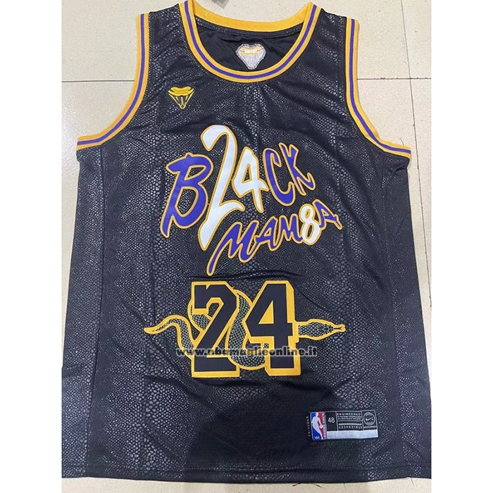 Maglia Los Angeles Lakers Kobe Bryant #24 Black Mamba Snakeskin Nero